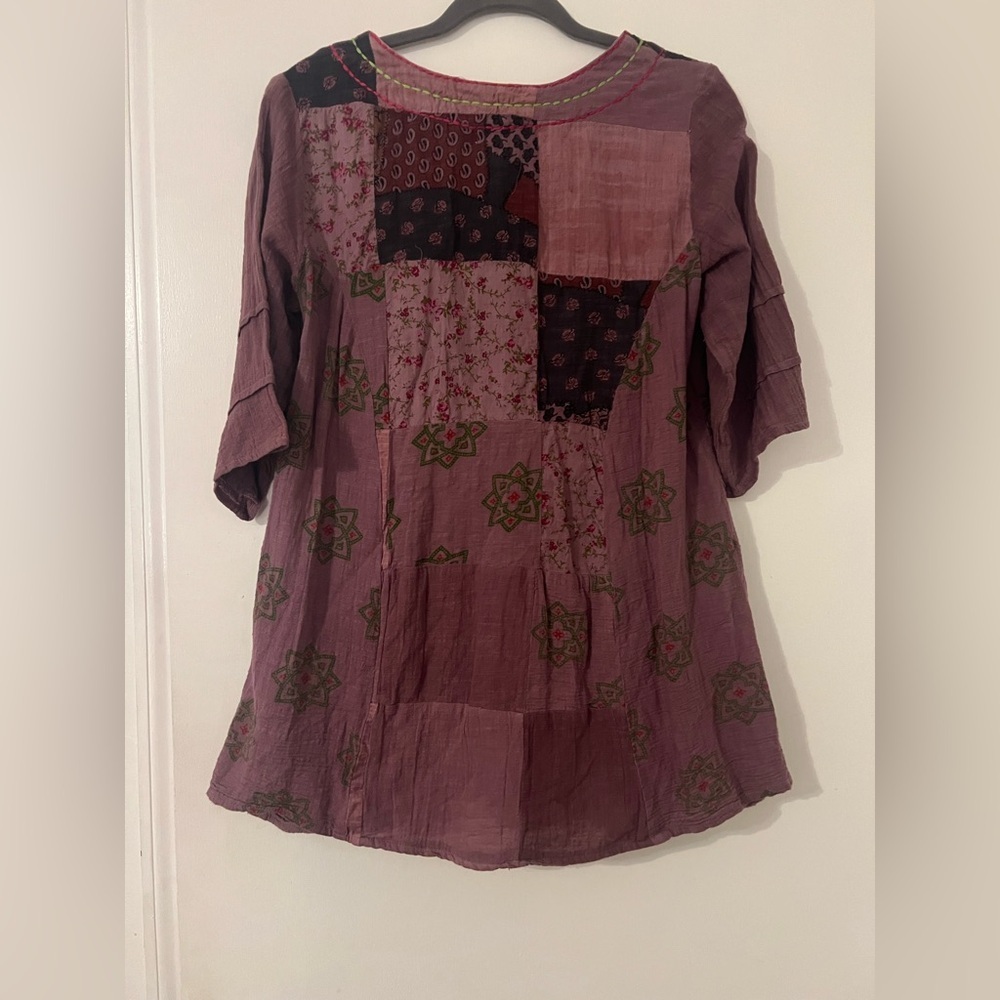 Indigo Thread Co Patchwork Tunic Purple With Pock… - image 8